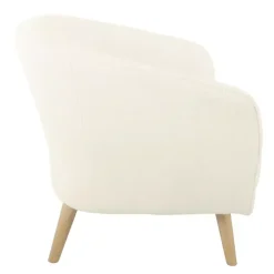 Cream Sherpa Upholstered Barrel Accent Chair