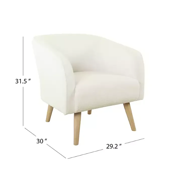 Cream Sherpa Upholstered Barrel Accent Chair