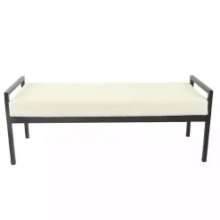 Cream Sherpa Upholstered Metal Bench