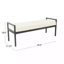 Cream Sherpa Upholstered Metal Bench