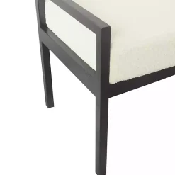 Cream Sherpa Upholstered Metal Bench