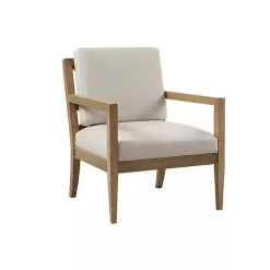 Cream Slatted Wood Accent Chair