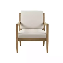 Cream Slatted Wood Accent Chair