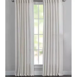 Cream Solid Pleated Single Curtain Panel, 84 in.