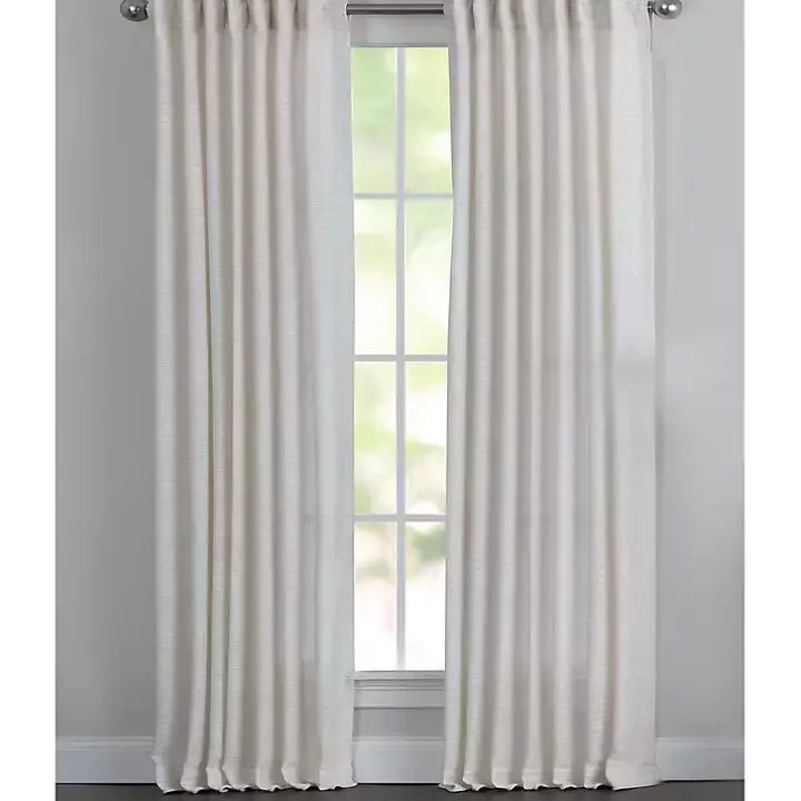 Cream Solid Pleated Single Curtain Panel, 84 in.