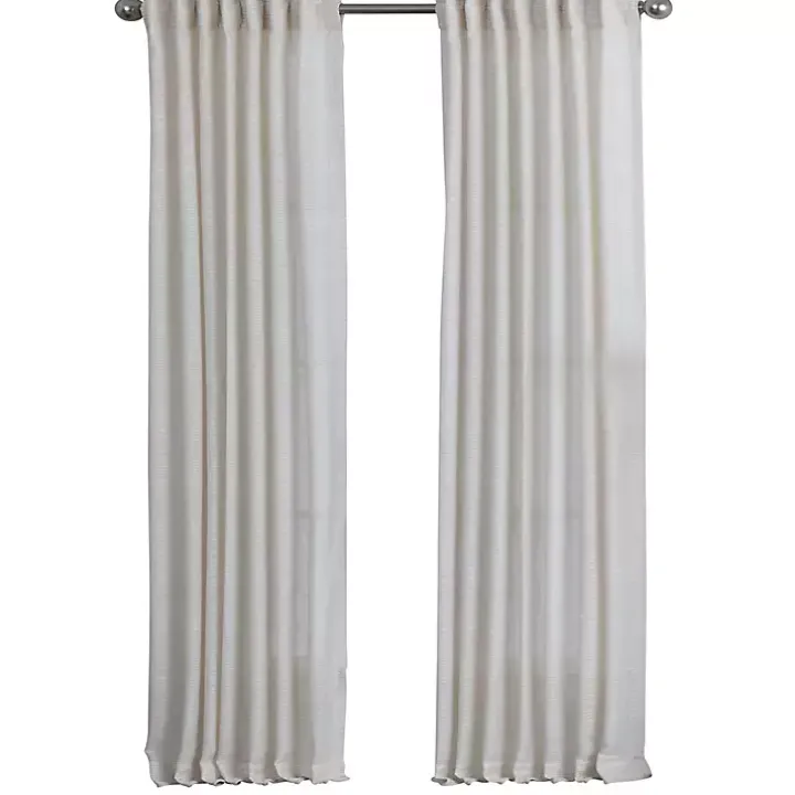 Cream Solid Pleated Single Curtain Panel, 84 in.