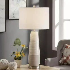 Cream Speckled Two Tone Table Lamp