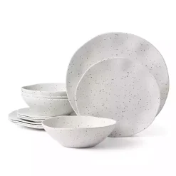 Cream Terrazzo 12-pc. Melamine Dinnerware Set
