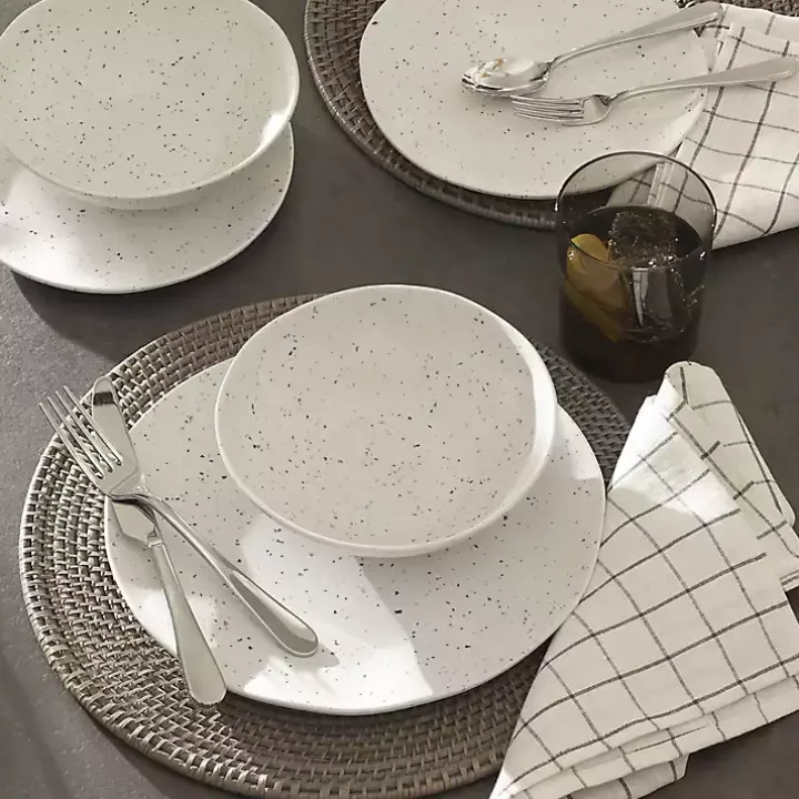 Cream Terrazzo 12-pc. Melamine Dinnerware Set