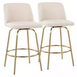 Cream Torino Gold Leg Counter Stools, Set of 2