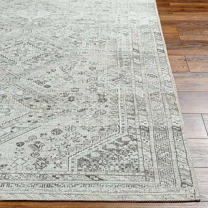 Cream Traditional Washable Area Rug, 6x9