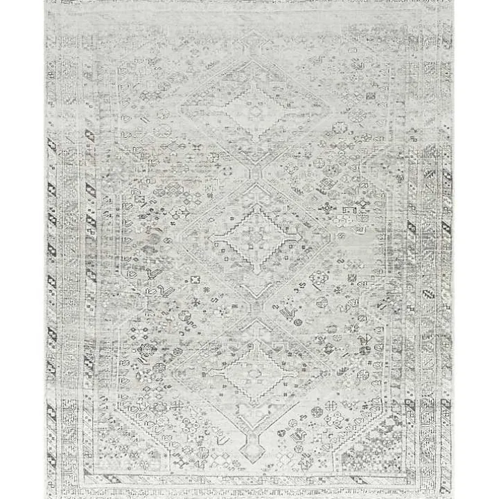 Cream Traditional Washable Area Rug, 7x10