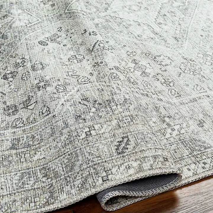 Cream Traditional Washable Area Rug, 7x10