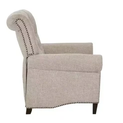 Cream Tufted Back Nailhead Trim Recliner Armchair