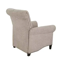 Cream Tufted Back Nailhead Trim Recliner Armchair