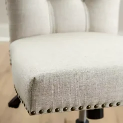 Cream Tufted with Nailhead Trim Office Chair