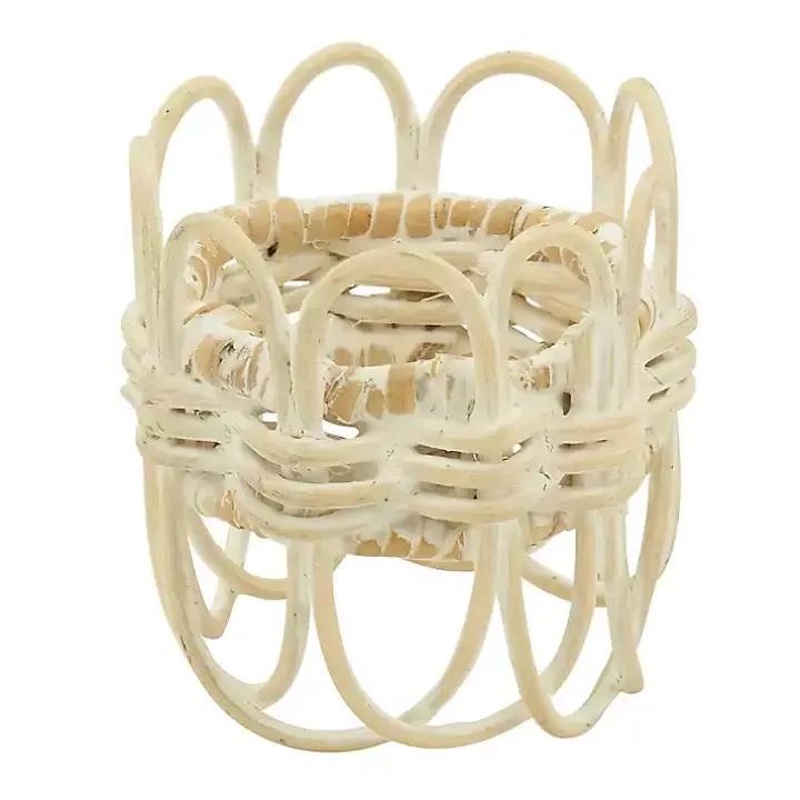 Cream Twisted Rattan Napkin Rings, Set of 4