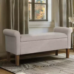 Cream Upholstered Aubrey Storage Bench