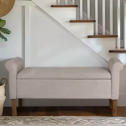 Cream Upholstered Aubrey Storage Bench