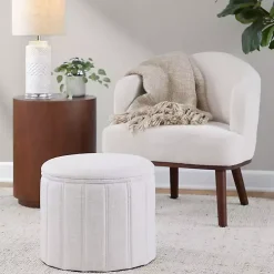 Cream Upholstered Midcentury Modern Accent Chair