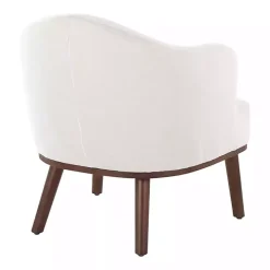 Cream Upholstered Midcentury Modern Accent Chair