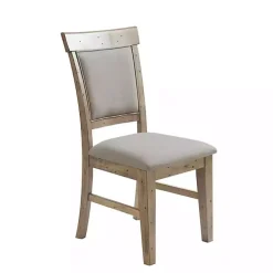 Cream Upholstered Rustic Dining Chairs, Set of 2
