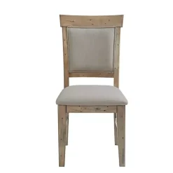 Cream Upholstered Rustic Dining Chairs, Set of 2