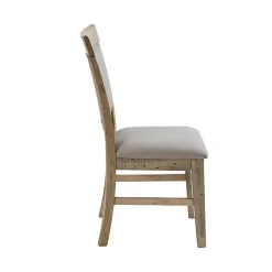 Cream Upholstered Rustic Dining Chairs, Set of 2