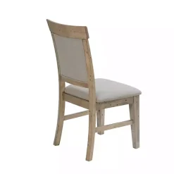 Cream Upholstered Rustic Dining Chairs, Set of 2