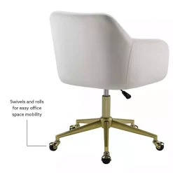 Cream Upholstered Tufted Swivel Office Chair