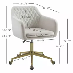 Cream Upholstered Tufted Swivel Office Chair