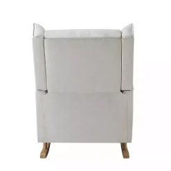 Cream Upholstered Wingback Rocking Chair