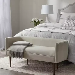 Cream Velvet Low Back Transitional Settee