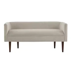 Cream Velvet Low Back Transitional Settee