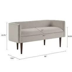 Cream Velvet Low Back Transitional Settee