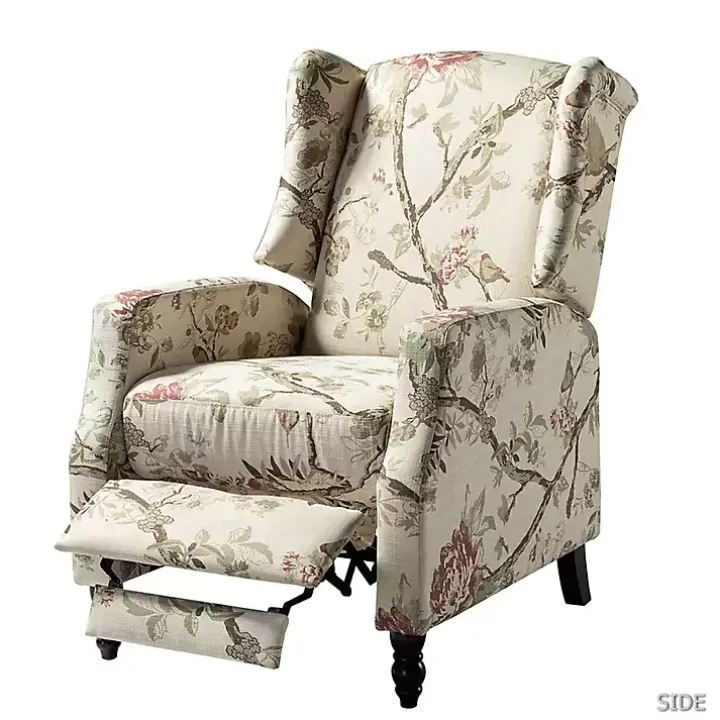 Cream Vintage Floral Reclining Armchair
