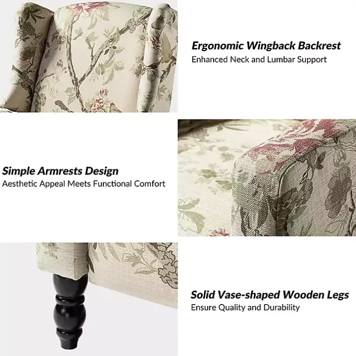 Cream Vintage Floral Reclining Armchair