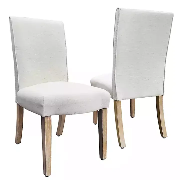 Cream Whitewashed Dining Chairs, Set of 2