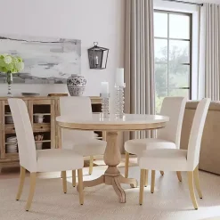 Cream Whitewashed Dining Chairs, Set of 2