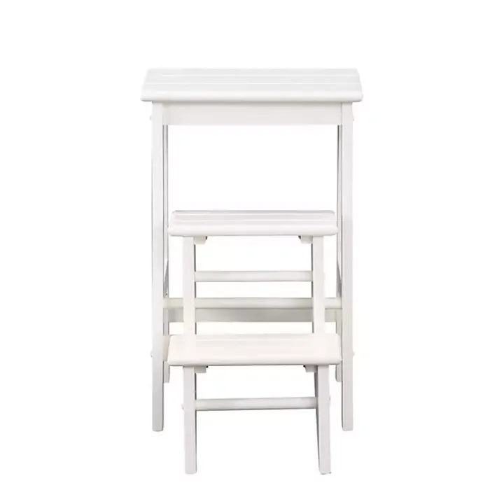 Cream Wooden 3-Level Step Stool