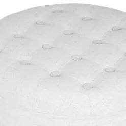 Cream Woven Upholstered Tufted Storage Ottoman