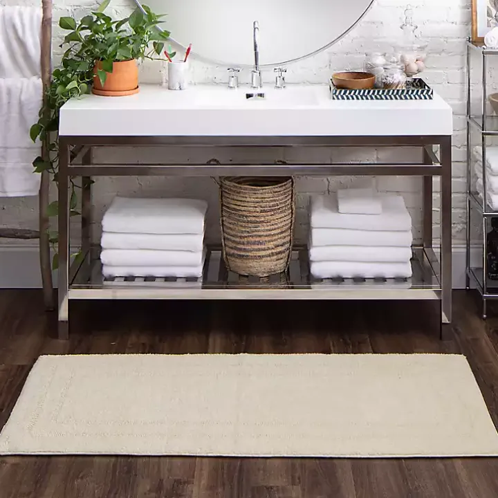 Creme Plush Reversible Cotton Bath Mat, 60 in.