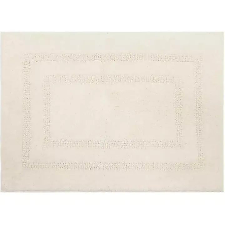 Creme Plush Reversible Cotton Bath Mat, 45 in.