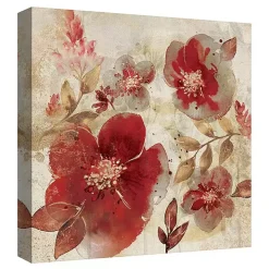 Crimson Petals Wrapped Canvas Art Print