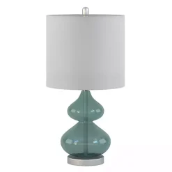 Curved Blue Glass Table Lamps, Set of 2