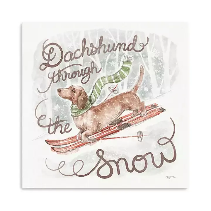 Dachshund Through the Snow Canvas Art Print