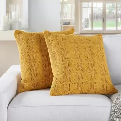 Dandelion Cable Knit Throw Pillows, Set of 2
