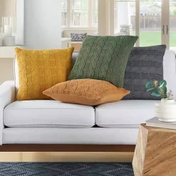 Dandelion Cable Knit Throw Pillows, Set of 2