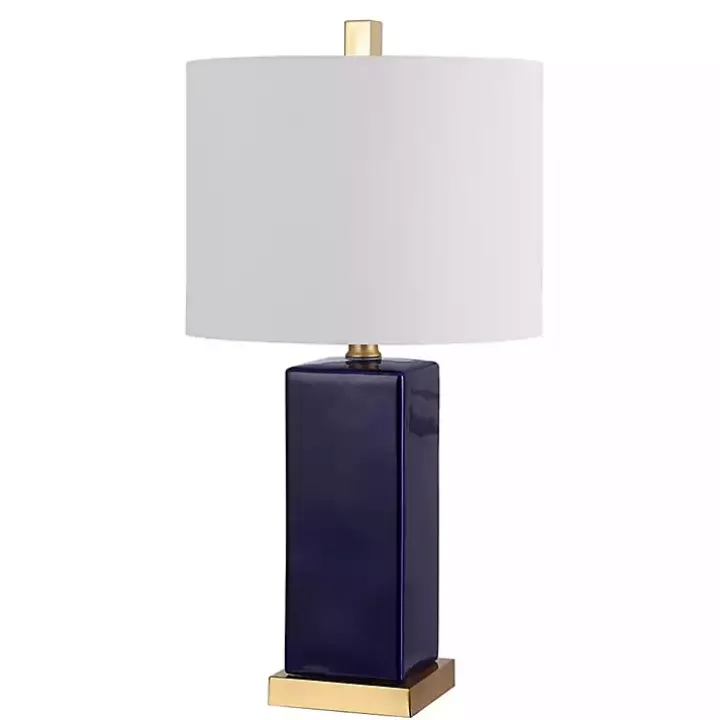 Dark Blue Ceramic Square Wendi Table Lamp