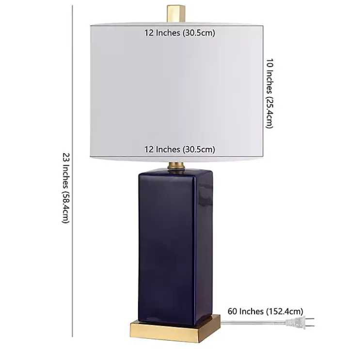 Dark Blue Ceramic Square Wendi Table Lamp